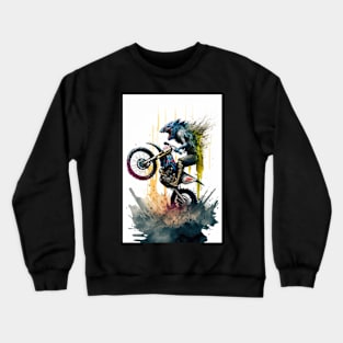 Monster Riding Dirt Bike Paint Splash Style Crewneck Sweatshirt